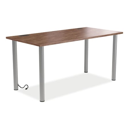 Essentials Writing Table-Desk With Integrated Power Management, 59.7x29.3x28.8, Espresso/Aluminum
